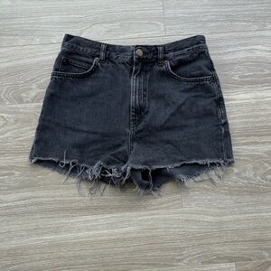 & Other Stories Black Frayed Denim Shorts